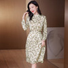 真丝碎花连衣裙，水墨画印花长袖裙ASE-9510 商品缩略图4