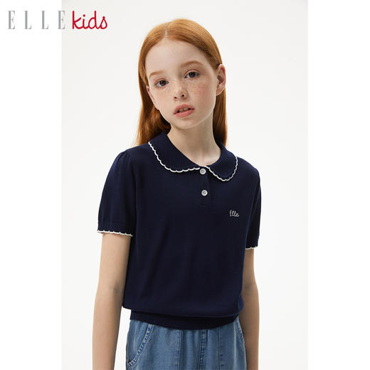 ELLEKIDS 童装 POLO天丝晴棉柔软绣花短袖上衣 商品图2