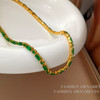 【搭配利器】铜镀真金法式复古绿色锆石手项链PXL 商品缩略图5