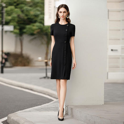 IWY/高级感黑色职业连衣裙通勤正装裙子夏季工作服新款Q987 商品图0