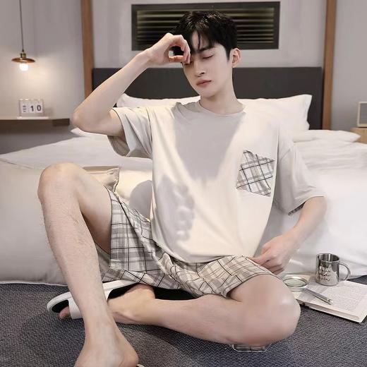【GZ】无忧购夏季韩版宽松凉感莫代尔男士家居服套装LG939 商品图2