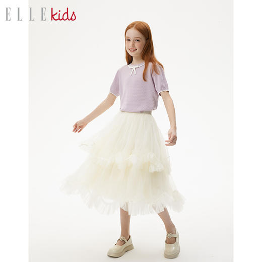 ELLEKIDS 童装 天丝晴棉短袖温柔蝴蝶结小衫 商品图2