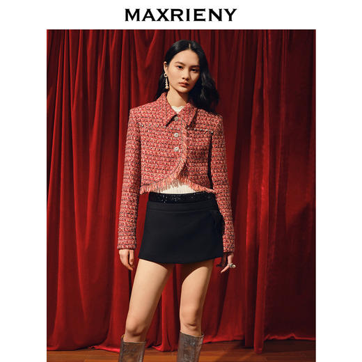 【商场同款】MAXRIENY新年红小香风外套华丽复古小香流苏钉珠外套(货号:MC88JA830) 商品图2