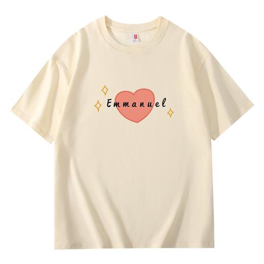溪水边原创爱心emmannel纯棉T恤220克宽松款 商品图1