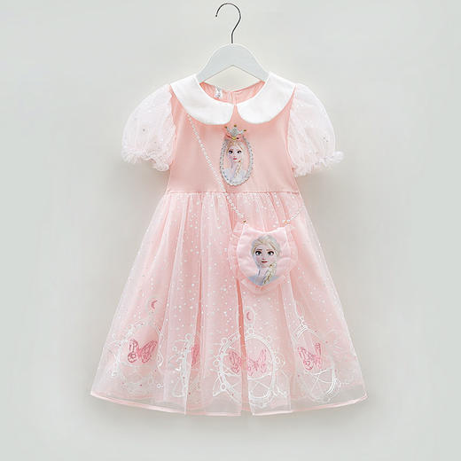 【赠送包包！】女童艾莎公主裙2024款夏装儿童冰雪奇缘洋气网纱裙宝宝短袖连衣裙 商品图1