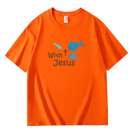 溪水边原创设计十字花纯棉T恤220克宽松款 商品图3