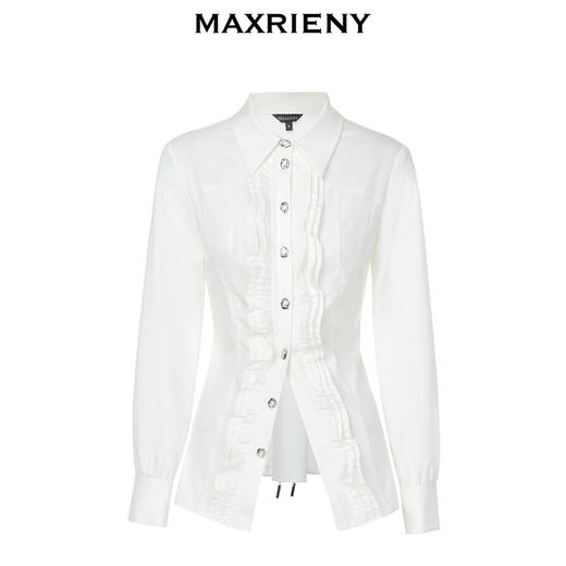 【商场同款】MAXRIENY宫廷复古感巴洛克式收腰荷叶边衬衫修身上衣(货号:MC88TP606) 商品图4