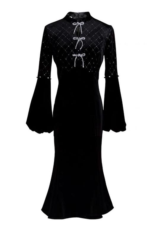 槿爷东方 高端定制丝绒连衣裙 11989 商品图4