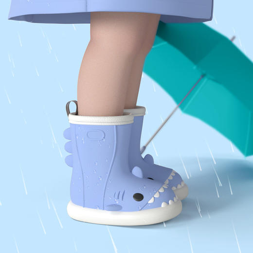 【云感软弹科技，鲨鱼儿童雨鞋】鲨鱼儿童雨鞋防水性能好，布面内网透气不闷脚，软而不塌轻质回弹，水鞋软底防滑男童女童幼儿防水胶鞋QQ父亲节礼物新年礼盒年货礼盒 商品图3