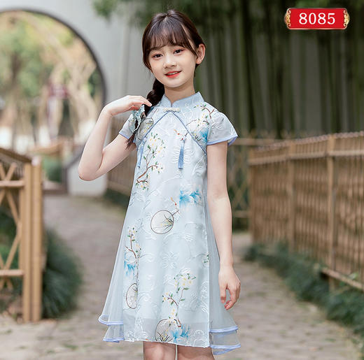 TM-新款女童连衣裙儿童中国风旗袍汉服改良版女孩表演服国潮 商品图6