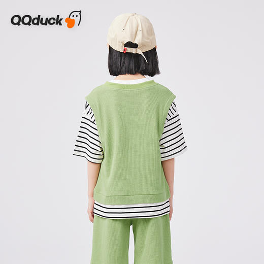 【两件套】【120-165】【可可鸭】女童夏季华夫格短袖短裤运动套装 商品图2