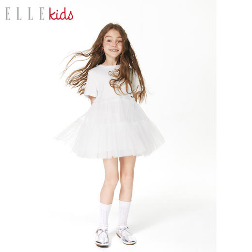 ELLEKIDS 童装 T恤网纱拼接连衣裙 商品图1