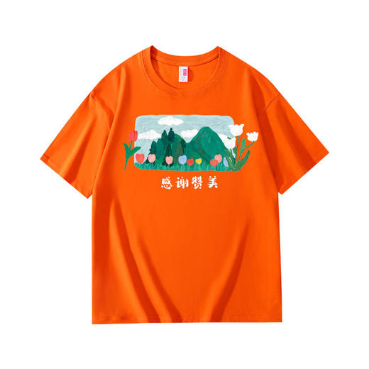 溪水边原创大山小花感谢精美设计T恤200克宽松款 商品图5