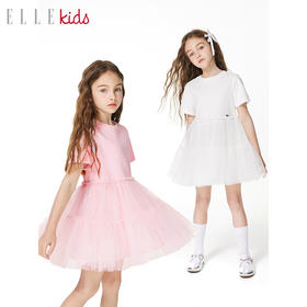 ELLEKIDS 童装 T恤网纱拼接连衣裙