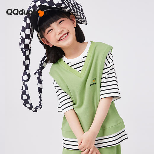 【两件套】【120-165】【可可鸭】女童夏季华夫格短袖短裤运动套装 商品图7