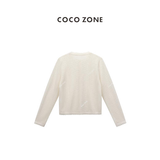 COCO ZONE2024“云朵”小香风镂空设计针织开衫时尚圆领上衣CC1B0912 商品图1