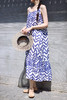绽放290朵/蓝白折线手绘印花吊带裙海边度假旅游穿搭亚麻连衣裙 商品缩略图5