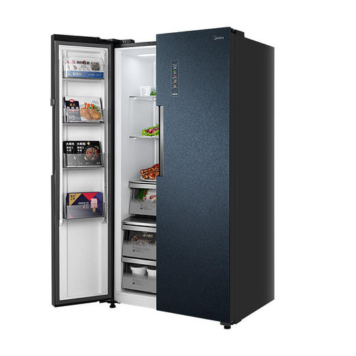 美的（Midea）603升对开门冰箱 微晶一周鲜19分钟急速净味高保湿风冷家用冰箱 BCD-603WKGPZM 深空蓝-星墨 商品图1
