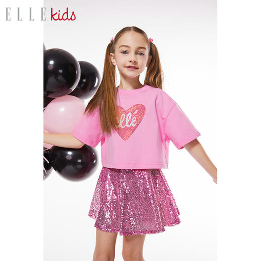 ELLEKIDS 童装 夏季高腰A字珠片半裙 商品图2