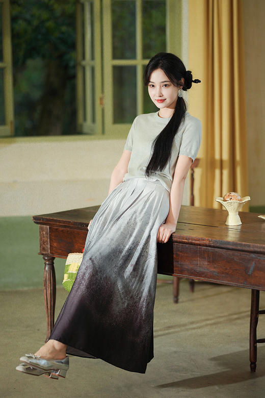 逸红颜明月优选 #『青山套装』山为墨水为镜,春夏松弛禅意 云水蓝套装,山羊绒桑蚕丝羊毛 商品图14