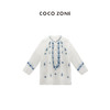 COCO ZONE"阿米蓝"复古时尚绣花立领套头衬衫设计感纽扣上衣CC1B0956 商品缩略图0