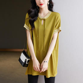 中长款短袖T恤宽松，新中式国风上衣CC-tbrk-6836