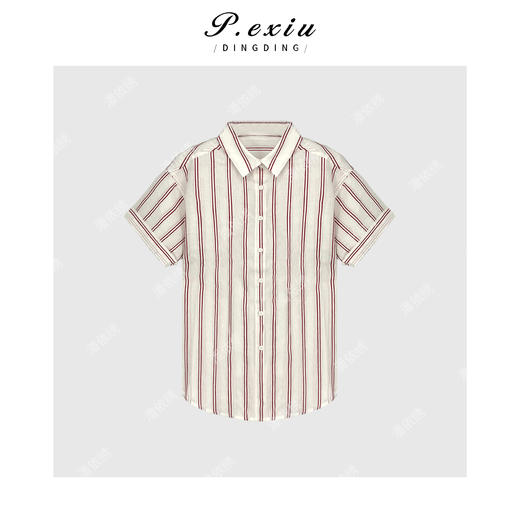 03-5潘依绣丁丁宠粉PanYiXiu/潘依绣天丝麻料简约百搭Polo领短袖衬衫 W-62066 商品图0