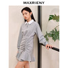 MAXRIENY轻奢小香风抽褶鱼尾连衣裙早秋穿搭针织卫衣裙格雷系穿搭(货号:MS88DR552) 商品缩略图2