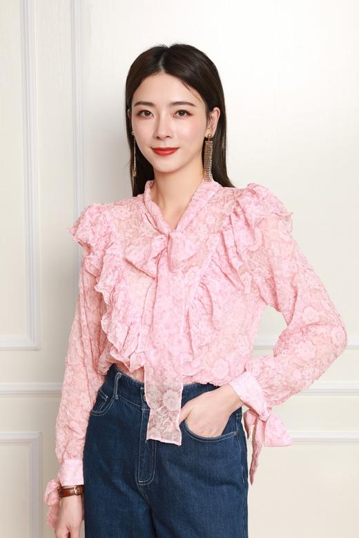 amadella 压花雪纺皱褶飘带衬衣 11978 商品图3