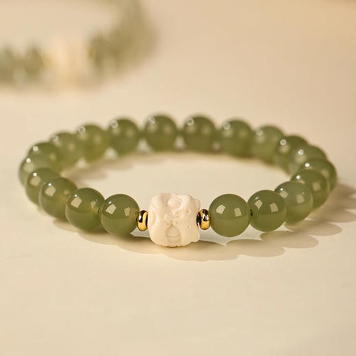 【经典】醒狮纳福和田玉手串 事事如意 平安顺遂 商品图0