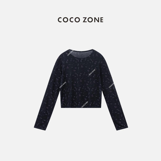 COCO ZONE"碎花开衫"通勤百搭长袖单排扣针织衫气质圆领显瘦上衣CC1B0960 商品图1