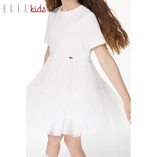 ELLEKIDS 童装 T恤网纱拼接连衣裙 商品图3