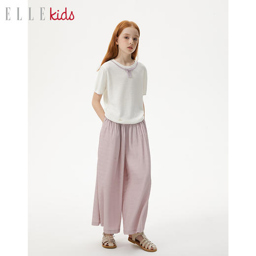 ELLEKIDS 童装 天丝晴棉短袖温柔蝴蝶结小衫 商品图3