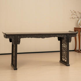 清 紫檀夹头螭龙捧寿翘头案