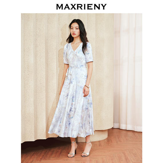 MAXRIENY欧式园艺复古风连衣裙2024夏款茶歇裙珍珠钻扣流苏裙子(货号:MS85DR257) 商品图2