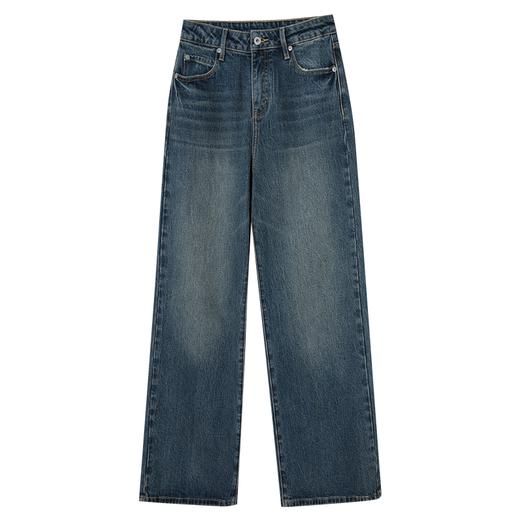 西嘉C+IMPRESS/西嘉环保染色炒色复古蓝牛仔裤女夏季新款直筒阔腿裤子KZ2402041 商品图4