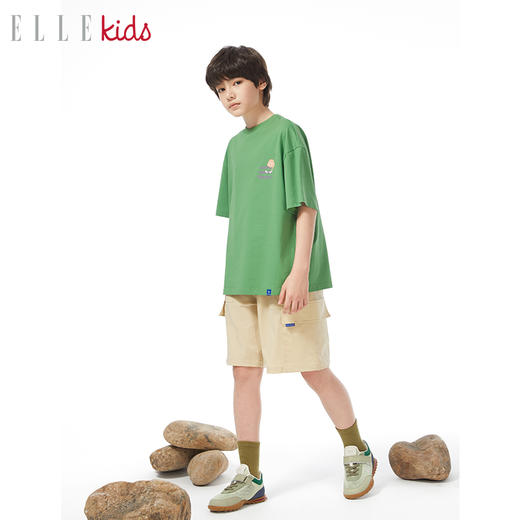 ELLEKIDS 童装 凉感户外吸湿速干工装风休闲运动全要松紧短裤 商品图2