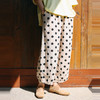 * 绽放283朵/亚麻卡其黑波点休闲宽松直筒设计感全腰松紧压褶九分裤 商品缩略图1