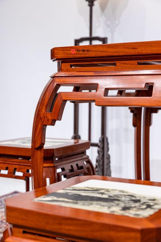 红桥红  家具严选  缅甸花梨（大果紫檀）【石面 78 仿故宫文竹 方桌五件套】 商品图2