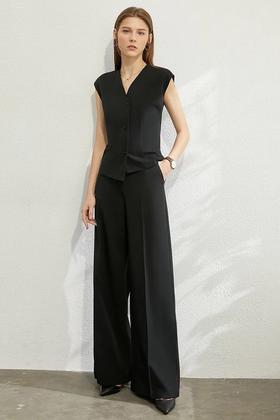 AMII/艾米 V领无袖马甲外套长裤套装 12031