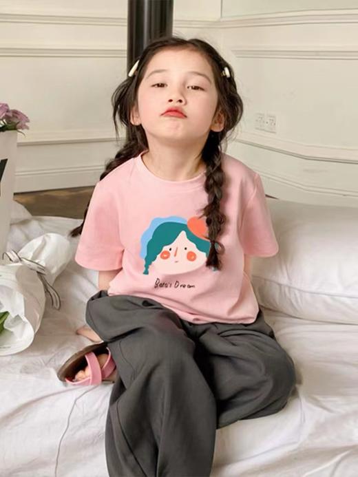 2件39.9元【童T】男童女童同款100%棉（绿发女孩）印花T恤-喜出 商品图0