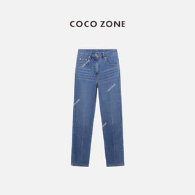  COCO ZONE100棉"古蓝牛"复古休闲牛仔裤显瘦百搭水洗直筒裤24C10312
