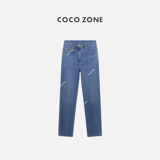  COCO ZONE100棉"古蓝牛"复古休闲牛仔裤显瘦百搭水洗直筒裤24C10312 商品图0