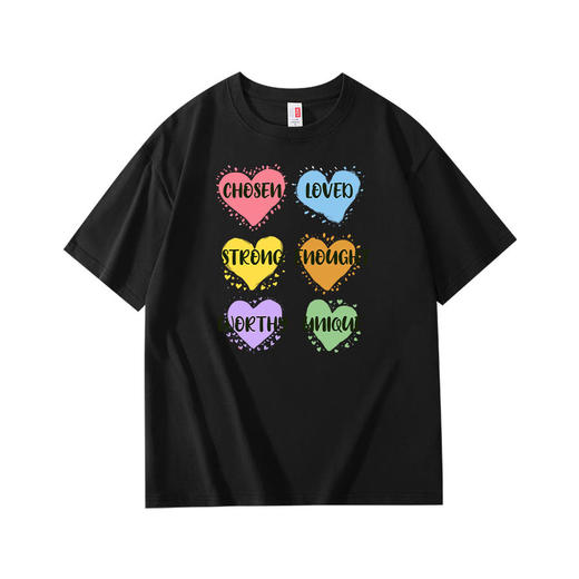 溪水边原创6个爱心T恤220克宽松款 商品图9