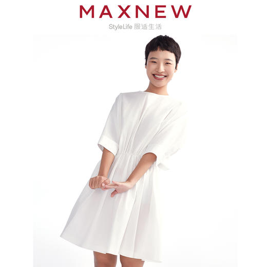 【裙装】女装棉柔抽褶收腰连衣裙 1N2225311 商品图3