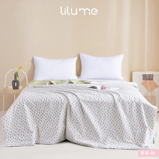 利路米当季热卖新款精梳纯棉全棉田园风印花夏凉被 绿色清新碎花图案 商品图0