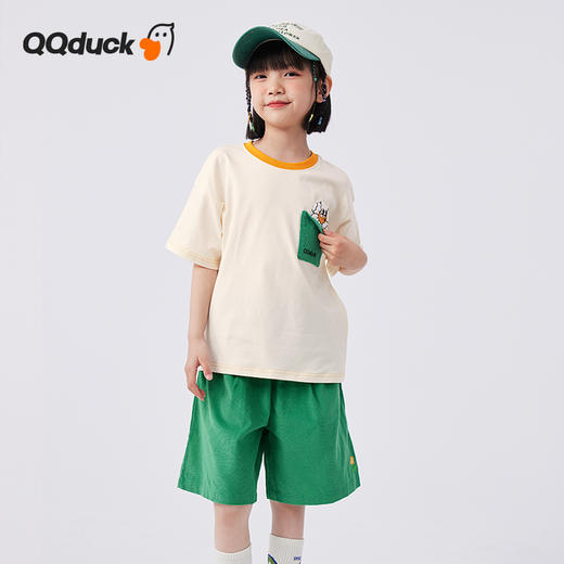 【清仓捡漏】【两件套】【120-165】【可可鸭】女童夏季短袖短裤套装（上衣：95%棉 5%氨纶 裤子：100%棉） 商品图7