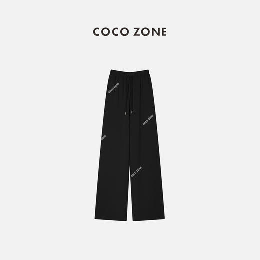 COCO ZONE空气裤通勤风春秋款系绳黑色阔腿休闲裤23C19257 商品图0