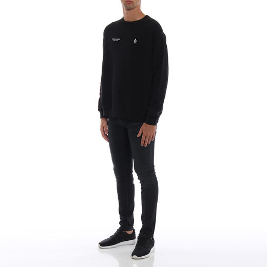 MARCELO BURLON 男士红翅膀徽标印花棉质长袖卫衣 黑色 CMBA047E185060151020 商品图3