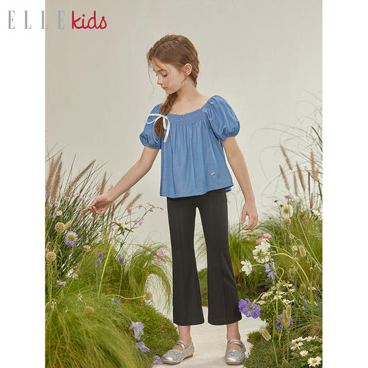 ELLEKIDS 童装 无痕腰罗马布松紧腰打微喇裤 商品图1